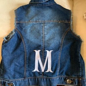 Girl’s Monogrammed “M” Denim Vest (M)